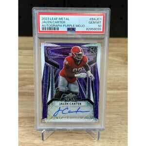 2023 Leaf Metal Jalen Carter Autograph Purple Mojo PSA 10 POP 1